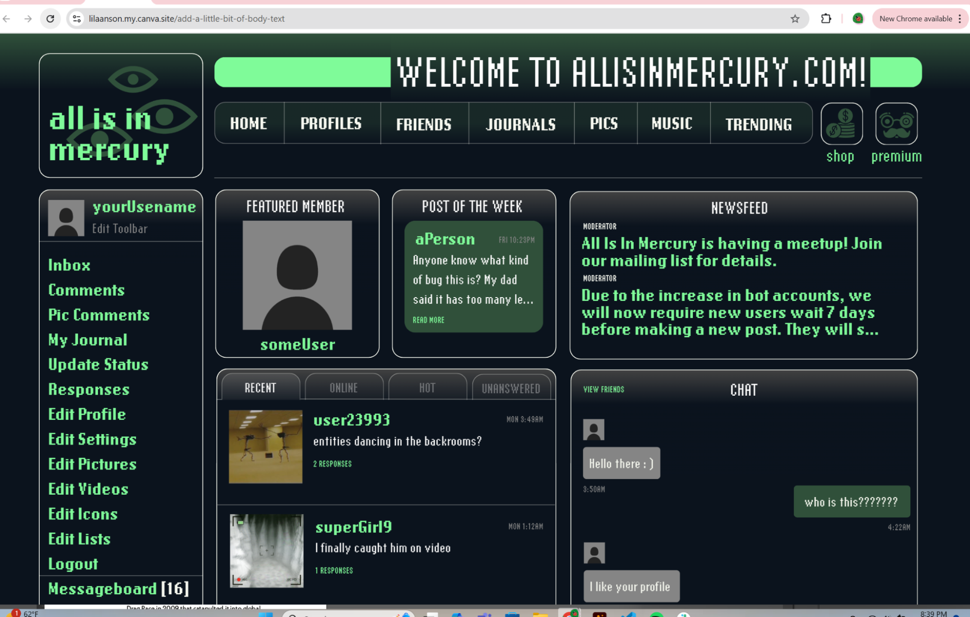 intro screen